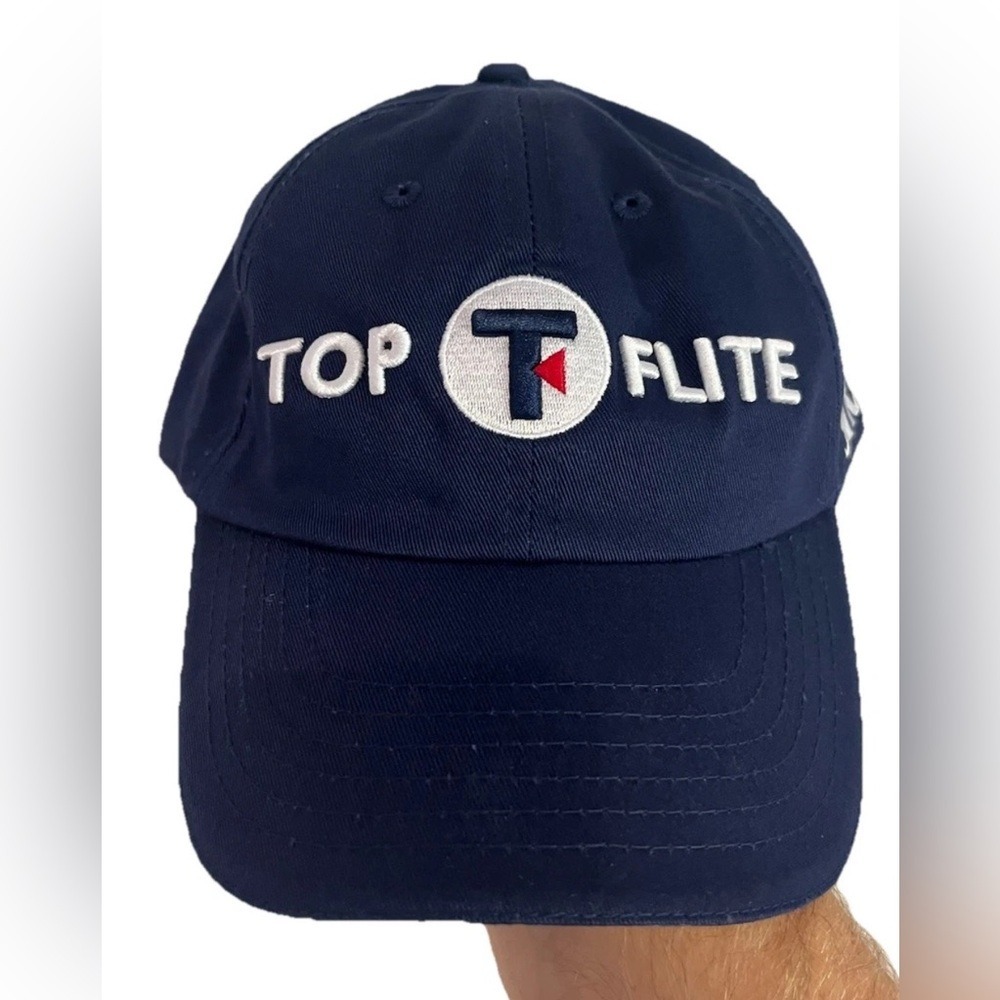 Top-Flite Strata Golf Hat Navy Blue Adjustable Strapback Cap 100% Cotton Vtg